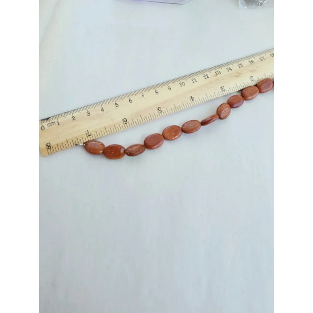 Artisan Goldstone Bead Bracelet Sterling Silver 925 Lobster Clasp Handmade 7.5in